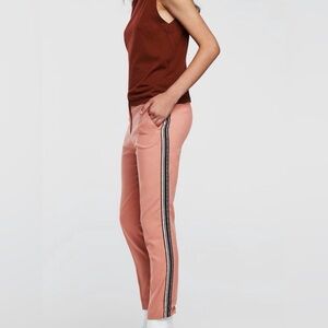 Zara Basic Side-Stripe Ankle-Length Trousers, Salmon Colored